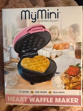 Pink Heart Waffle Maker - Non-Stick Breakfast Maker